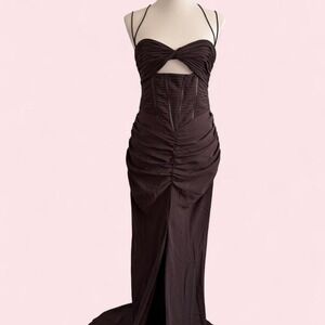 NWT ASOS Brown Bodycon Maxi Dress with Cut Out Detail‎ Size 8